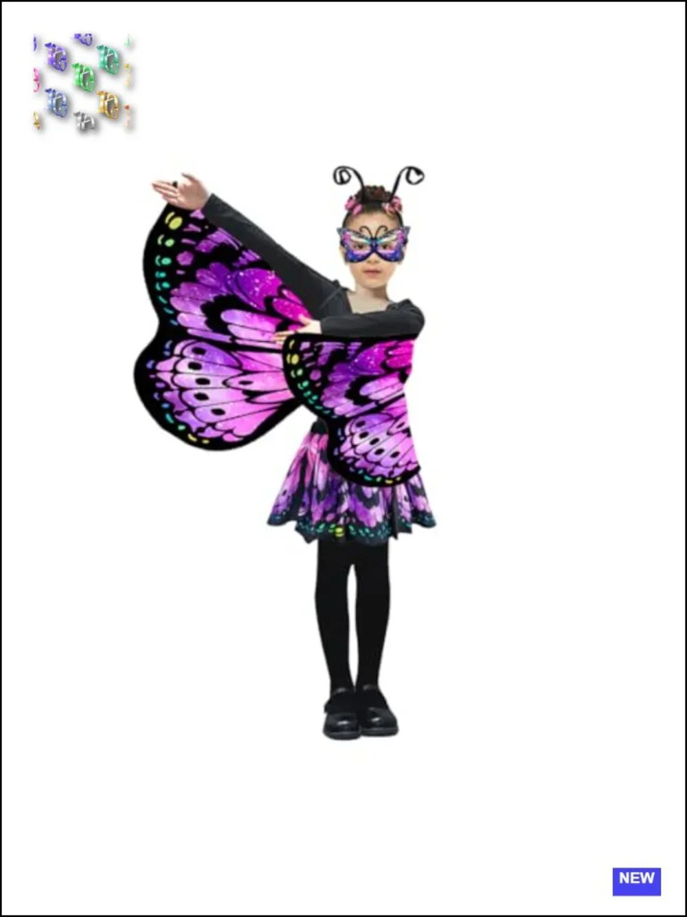 Girls Butterfly Wings Costume with Skirt Halloween Fairy Cape Dress Up Set